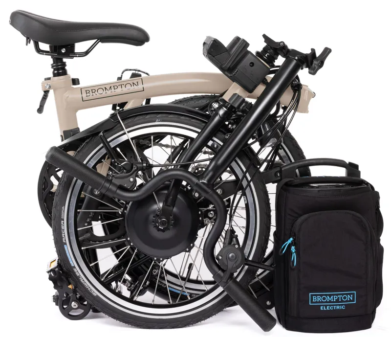 Brompton Electric C Line Explore 12 Speed Folding Bike 2025 in Dune Sand-3